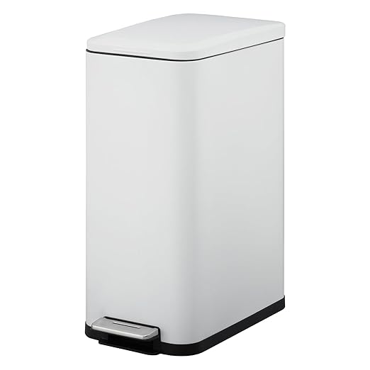 13.2 Gallon / 50L Kitchen Trash Can, Slim Stainless Steel Garbage Can with Removable Inner Bucket, Fingerprint-Proof Step Rubbish Bin with Soft-Close Lid for Narrow Space, Black