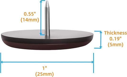 1" Nail on Furniture Sliders (24 Pack) - Furnigear Heavy Duty PTFE (Teflon) Chair Sliders Glides Wooden Furniture Movers Move Your Furniture Easily & Safety - Best Chair Leg Floor Protectors Brown
