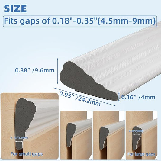 Wedge-Shape Window Weather Stripping Door Frame Seal Strip 118” White,Upgrade Black Foam,Soundproofing,Draft Stopper,Winter Insulation,Noise Blocker, Gap Filler for Exterior Front Door Side
