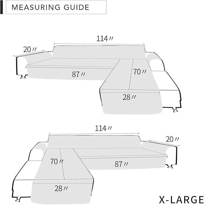 Easy-Going Sectional Couch Covers L Shape Reversible Sofa Slipcover Chaise Lounge Cover Furniture Protector Cover for Pets Dog Cat (X-Large, Dark Gray)