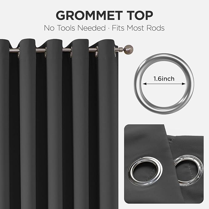 Joydeco Blackout Door Curtain for Doorway Privacy 90 Inches Long, Grommet Closet Curtain for Open Closet, Room Divider for Bedroom Living Room (Grey, 52Wx90L, 1 Panel)