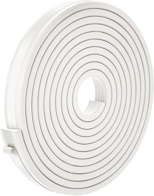 QDiShi 118" Wedge-Shape Weather Stripping Door Seal Weatherproof Foam Seals Self Adhesive Insulation Anti-Collision Strip Soundproofing Frame Insulation Tape Fits 0.13-0.31" Gaps(White)