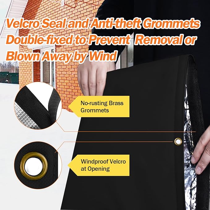 Backflow Preventer Pipe Insulation Cover (5°F) - Irrigation Sprinkler Valve Insulated Pouch - Water Well Pump Cover - Sturdy 5 Layers for Winter Freeze Protection, 28" W x 20" H, Black