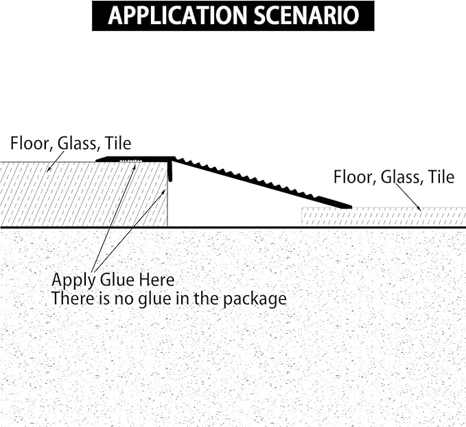 Gaahing Aluminum Floor Transition Threshold Strip, Bridge The Height Gap Between 0.3 to 1.6 inches for Doorway Ramp (35.4in x 3.9in, Matte Black)