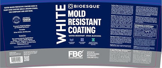 Bioesque Mold Resistant Coating, Water-Resistant, Stain-Blocking, Fast-Drying Formula, White, 5 Gallon (Pack of 1)