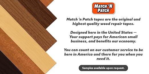 MATCH 'N PATCH Realistic Wood Grain Repair Tape - Durable Multi-Use Adhesive Tape for Furniture, Floors, Cabinets, Windows, Doors, RV, Home Decor & DIY Projects - Brown-Black, 2.25 inch x 15 feet