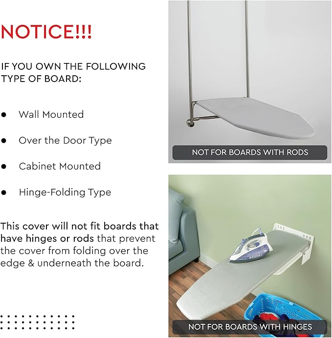 Encasa XO Ironing Board Cover and Pad 28"x12" - Thick 3mm Felt Padding, Drawstring Tightening & Lock, Easy Fit, Scorch & Stain Resistant, Fits Mini Ironing Board - Blue Moon