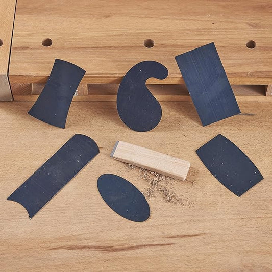 New Cabinet Scraper Cards and Cabinet Scraper Burnisher with 6 Piece Multi-Shaped Scraper Set 1 Oval 2 Double Convex/concave 1 Rectangle 1 Curved and 1 Gooseneck Scraper (HTCSCS07)