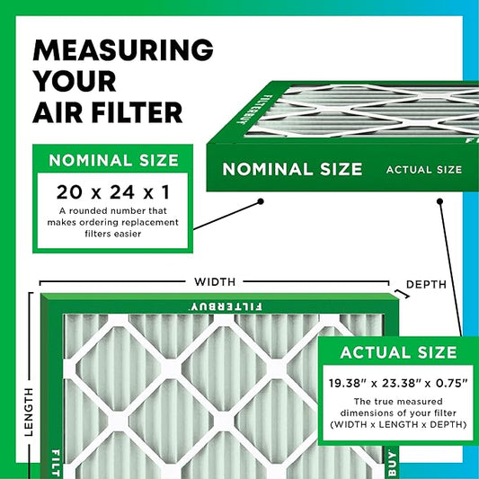 Filterbuy 20x24x1 Air Filter MERV 11 (MPR 1200) Allergen Defense Replacement (4-Pack), Electrostatic Pleated HVAC AC Furnace Filters, Made in USA (Actual Size: 19.38 x 23.38 x 0.75)