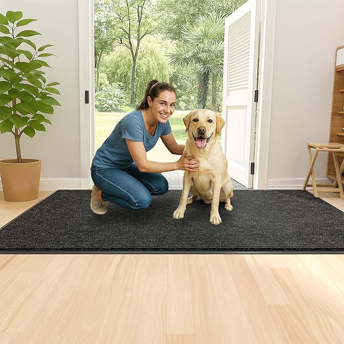 Front Door Mat Indoor Outdoor Entrance, 36" x 60" Dirt Resistant and Absorbent Door Mat, TPR Backing Non-Slip Doormats, Easy to Clean, Low Profile Welcome Floor Mat for Outside Entry