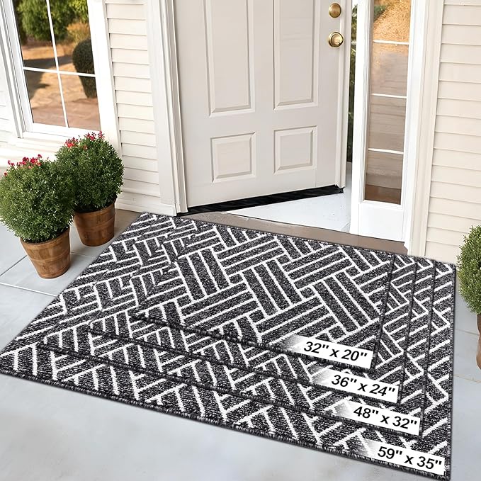 OLANLY Runner Indoor Door Mat, 59x23 Inch, Dirt Resistant and Absorbent, Non-Slip Rubber Backing Floor Mats, Easy Clean Low-Profile Doormat for Entryway, Front Door, and Inside Entrance, Black