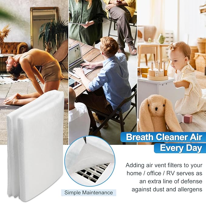 UCINNOVATE MERV 13 Filter Media 20"x90", 2 Pack 12.5 Ft² Cut to Fit Electrostatic Air Filters with 125" Tape, Reduce Dust, Pollen and Pet Dander(0.3 Microns) for HVAC AC Vent Purifiers Home Ceiling