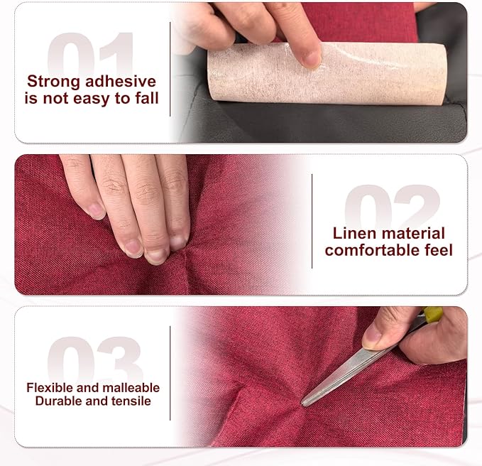PATIKIL 70x4.4 Inch Linen Repair Tape, Repair Fabric Patch Self Adhesive Couch Patch Line Repair Patch for Furniture Sofa Car Seats Office Chairs, Light Beige