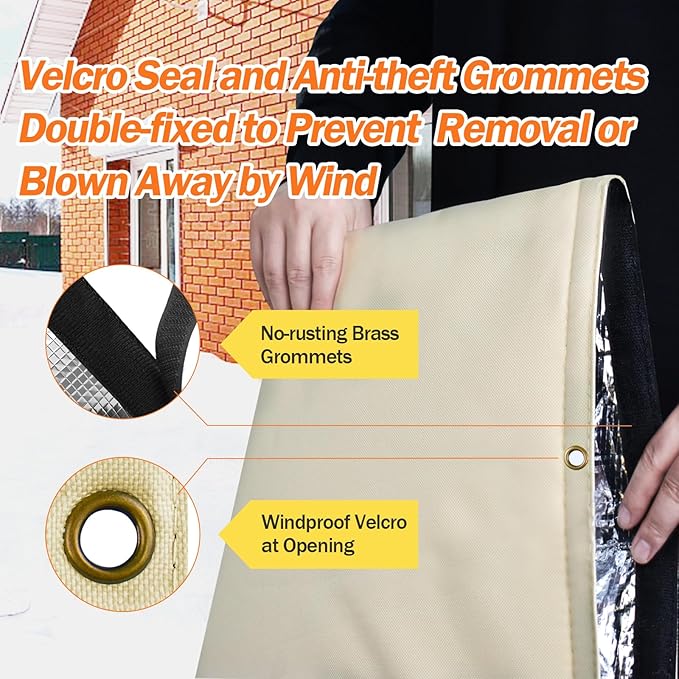 Backflow Preventer Pipe Insulation Cover (5°F) - Irrigation Sprinkler Valve Insulated Pouch - Water Well Pump Cover - Sturdy 5 Layers for Winter Freeze Protection, 30" W x 30" H, Beige