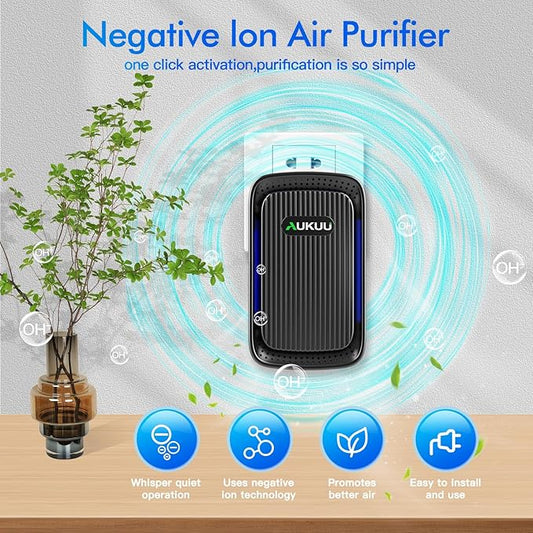 Air Ionizers (4 Pack)- Plug In Negative Ion Air Purifiers - Quiet Air Freshener for Home, Bedroom, Office, Basement - Portable Air Purifier Odor, Smoke, Dust, Pet Smell - Mini Air Cleaner Black