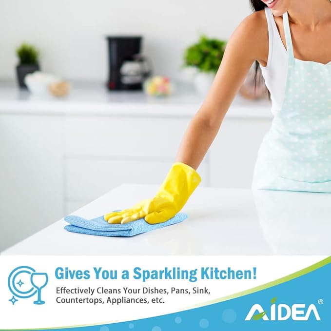 AIDEA Blue Microfiber Cleaning Cloth 24PK, Soft Absorbent Cleaning Rags, Lint Free Cloth for House, Kitchen, Car, Window, Gifts, Blue Dish Rags, 11.5"×11.5"