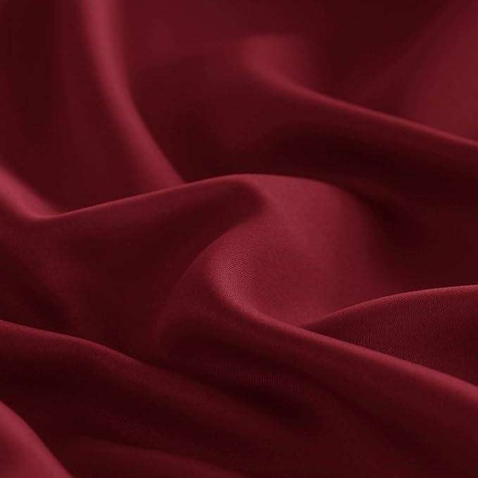 DWCN French Door Curtains – Rod Pocket Thermal Blackout Curtain for Doors with Glass Window, Kitchen and Patio Doors for Privacy, 54 X 80 Inches Long, 1 Curtain Panel with Tieback, Burgundy