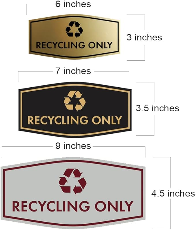 Fancy Recycling Only Sign (Ivory/Dark Brown) - Small