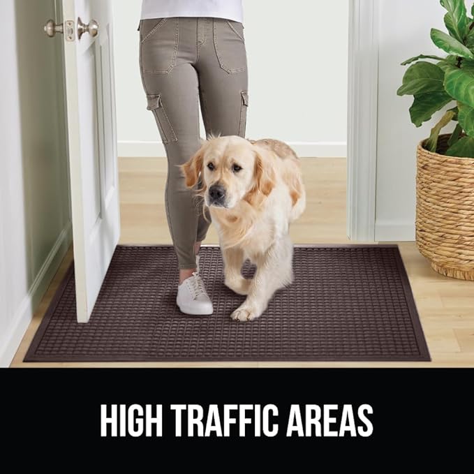 GORILLA GRIP Front Door Mat, 35x23, Indoor Outdoor Ultra Absorbent HydroAbsorb Doormat, Absorbs Up to 5.7 Cups of Water, Stain and Fade Resistant, Rubber Backing Doormats, Captures Dirt, Coffee