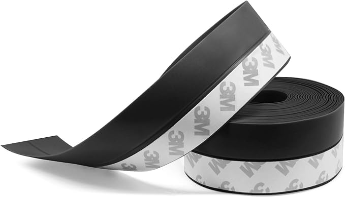 TAROSE Weather Stripping, 33 Feet Weather Stripping Door Seal Door Draft Stopper Shower Door Seal Strip Window Seal, Adhesive Silicone Tape (Black, 45MM)