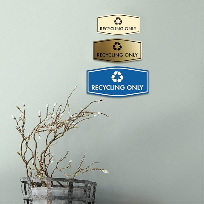 Fancy Recycling Only Sign (Brushed Gold) - Small