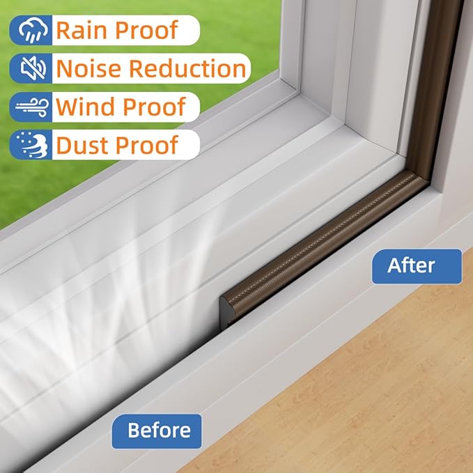 Wedge-Shape Window Weather Stripping Door Frame Seal Strip 3Pcs×196" Brown,Upgrade Black Foam,Soundproofing,Draft Stopper,Winter Insulation,Noise Blocker, Gap Filler for Exterior Front Door Side