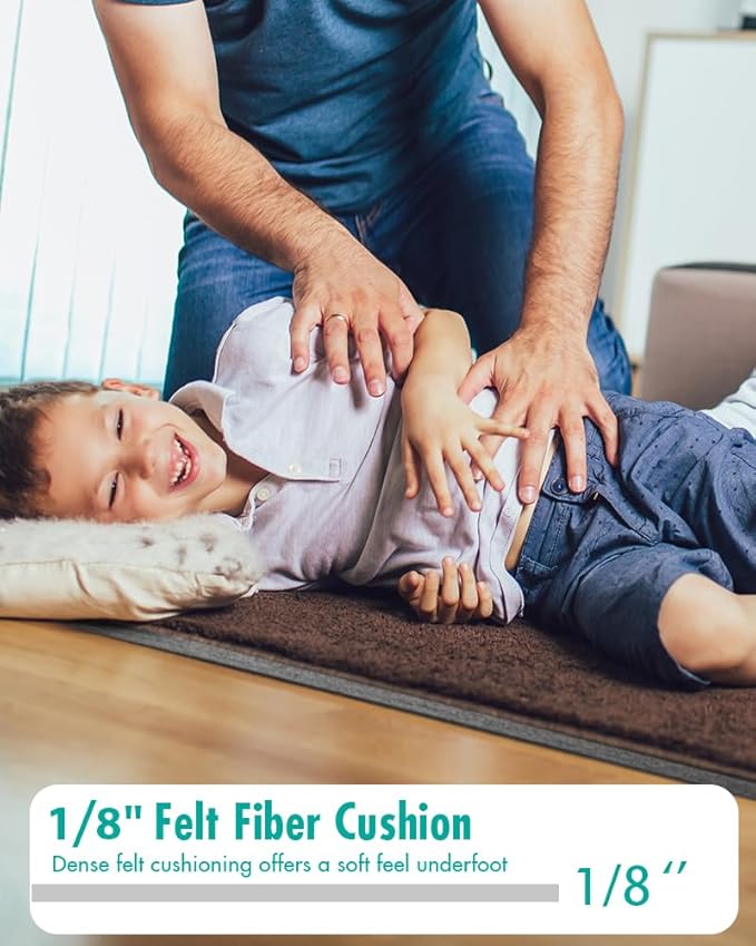 Non Slip Rug Pad Gripper - 8x10 Feet 1/8” Extra Thick Felt Under Rug for Area Rugs and Hardwood Floors,Super Cushioned Non Skid Carpet Padding