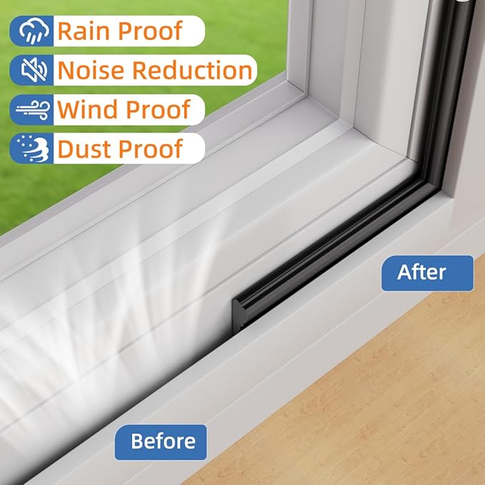 Wedge-Shape Window Weather Stripping Door Frame Seal Strip 196” Black,Upgrade Black Foam,Soundproofing,Draft Stopper,Winter Insulation,Noise Blocker, Gap Filler for Exterior Front Door Side