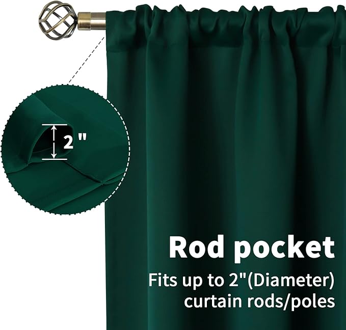 BGment Emerald Green Blackout Curtains 84 Inches Length for Living Room - Thermal Insulated Room Darkening Window Drapes with Rod Pocket Christmas Decor for Bedroom, 52 x 84 Inch, 2 Panels