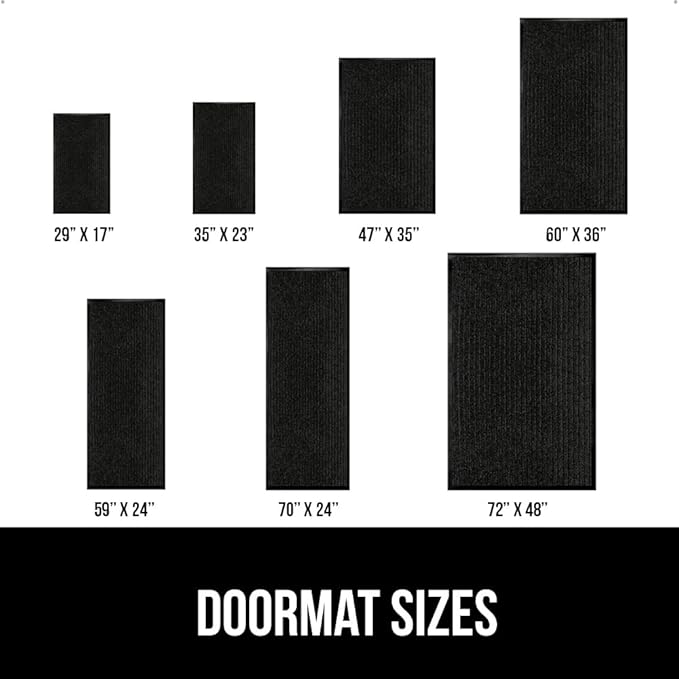 GORILLA GRIP Traffic Guard Door Mat, Heavy Duty Welcome Mats, Commercial Office Space Doormat, Waterproof, Fade Resistant, Strong Rubber Backing, Low Profile, Shoe and Boot Scraper, 29x17, Jet Black