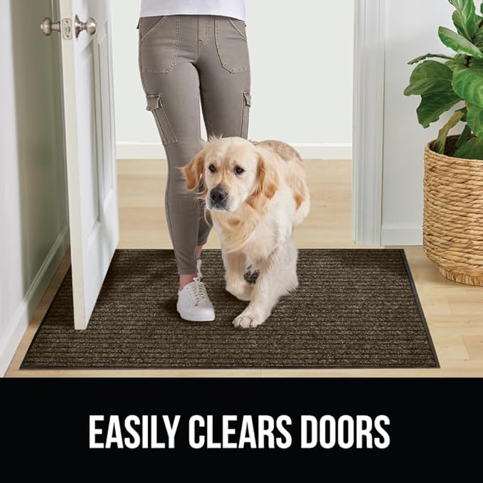 GORILLA GRIP Traffic Guard Door Mat, 60x36, Heavy Duty Welcome Mats, Commercial Office Space Doormat, Waterproof, Fade Resistant, Strong Rubber Backing, Low Profile, Shoe and Boot Scraper, Brown