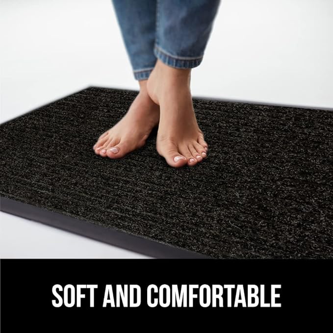 GORILLA GRIP Traffic Guard Door Mat, 47x35, Heavy Duty Welcome Mats, Commercial Office Space Doormat, Waterproof, Fade Resistant, Strong Rubber Backing, Low Profile, Shoe and Boot Scraper, Jet Black