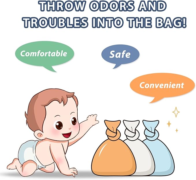 Odor Sealing Disposable Diaper Bags, 200 Count, White, Large Capacity, Unscented Diaper Trash Bags, Safety, Multiple Specifications, Wide Application, Easy to Use