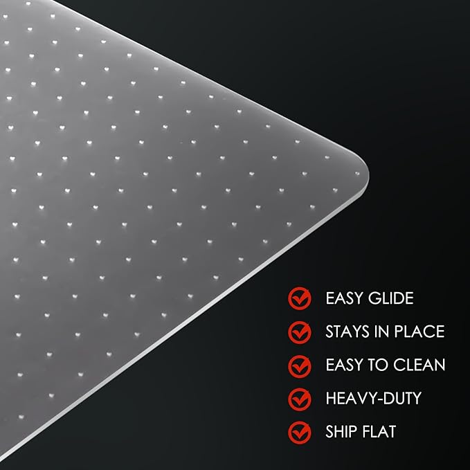 Kuyal Office Chair Mat for Carpet, 2 Pack 46x 60 Clear Heavy Duty Computer Chair Mat, Under Desk Protector Carpeted Floors Mat, Easy Chair Movement,Ship Flat