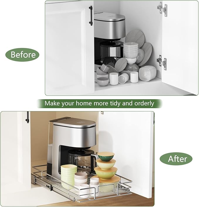 LOVMOR Pull Out Cabinet Organizer 20"W x 21"D, Kitchen Cabinet Pull Out Shelves Slide Out Storage…