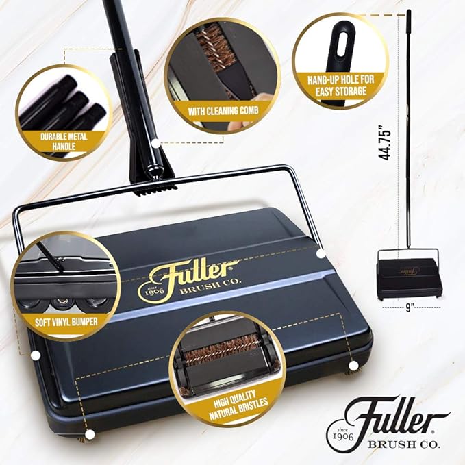 Fuller Brush 17032 Electrostatic Carpet & Floor Sweeper - 9" Cleaning Path - Lightweight - Ideal for Crumby Messes - Works On Carpets & Hard Floor Surfaces - Purple