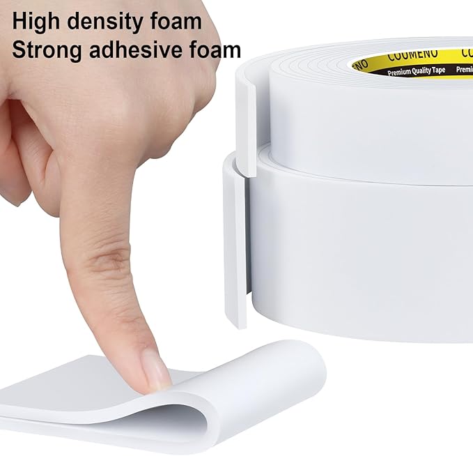 Single-Sided Adhesive White Foam Tape (EVA Material), Single-Sided Sealing Foam pad Sponge Tape for Window Waterproofing, self-Adhesive, Suitable for Sealing Doors and Windows 1.2inX9.84FT