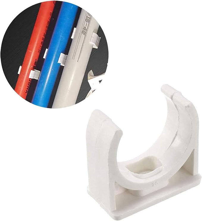 30 Pcs U-Shaped PVC Water Pipe Clamps, U-Shaped Buckles Fit for 1-1/2" (40mm) Water Pipes and TV Trays Tubing Hose Hanger Support Pex Tubing (White)
