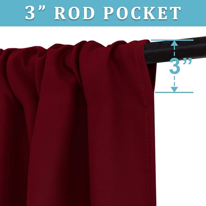 RYB HOME Blackout Curtains 63 inches Long - Energy Saving Insulation Large Window Curtain Blinds for Bedroom Living Room Dining Basement Home Office, W 62 x L 63 per Panel, Burgundy Red, 2 Pcs
