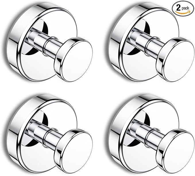 Suction Cup Hooks for Shower, Removable Towel Hooks for Bathroom Window Glass Door Wall, Bath Robe Looafh Hook for Hanging - 4 Pack, Chrome