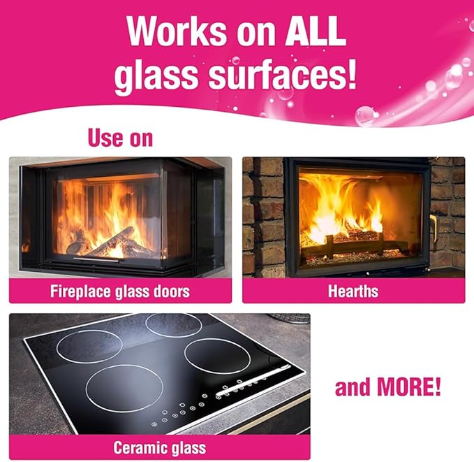 Quick N Brite Fireplace Glass Cleaner 24oz, Nonabrasive Cleaning Spray for Fireplace Glass, Oven Glass, Glass Cooktops, Ceramic-Glass, Microwave Glass (Pack of 2)