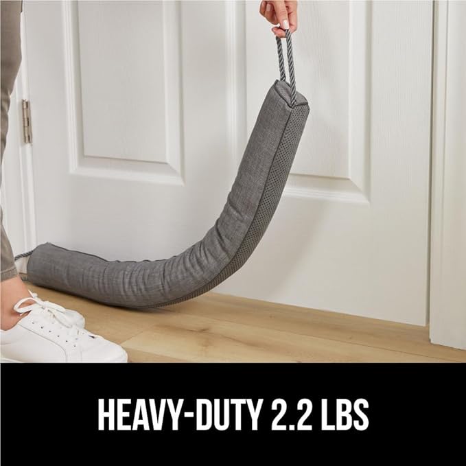 GORILLA GRIP Door Draft Stopper for Bottom of Doors, Weather Stripping Seal Blocks Hot Air, Noise, Bugs, Keeps Cold AC in, Sound Proofing Easy Install Gap Filler, Home Essentials, 36 Inch 2 Pack, Gray