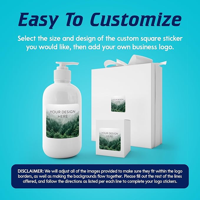 100 Custom Vinyl Stickers - Upload Your own Image, Text, Design, Logo - Personalized Logo Labels for Handmade, Packaging, Bottle, Jars, Candle, Brand Stickers (Foggy Valley, 1.5x1.5 Square)