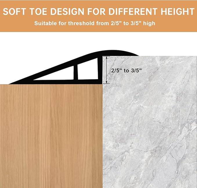 Vinyl Door Threshold Flooring Transition Strip Self Adhesive Carpet Edging Strip for Laminate Doorway Edge Threshold from 2/5" to 3/5" (Grayish Brown Wood Grain, 6.6 Ft)