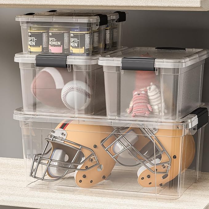 Superio Clear Storage Boxes with Lids, 20 Quart Plastic Container Bins for Organizing, Stackable Crates, BPA Free, Non Toxic, Odor Free, Organizers for Home, Office, School, and Dorm