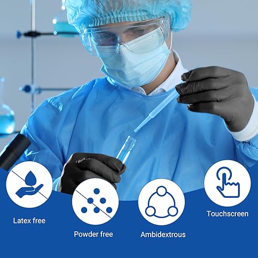 JMU Black Nitrile Gloves Large, 3.5Mil Disposable Nitrile Exam Gloves Latex Free Powder Free, 4000 Pcs