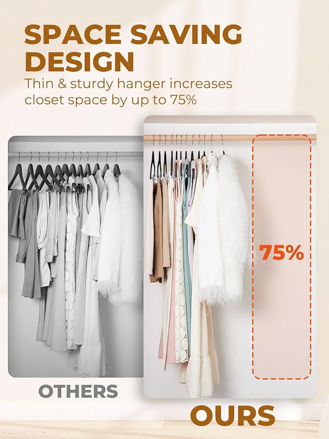 HOUSE DAY Velvet Skirt Hangers 72 Pack, Black Velvet Hanger with Adjustable Clips, Space Saving Slim Pant Hangers, Heavy Duty Non Slip Clip Hanger for Pants, Skirts, Shorts