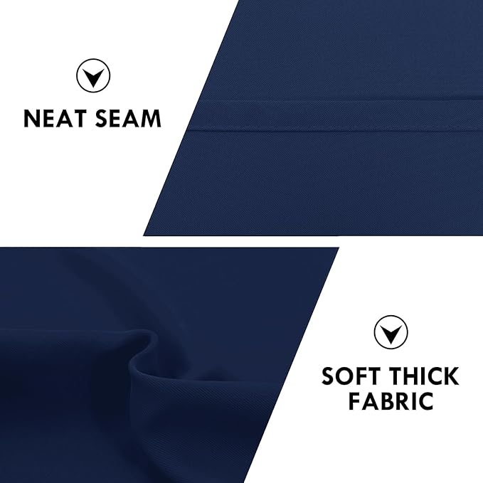 DWCN Navy Blue Blackout Curtains for Living Room 84 Inch Length 2 Panels Set Window Drapes Thermal Insulated Room Darkening Rod Pocket Curtains for Kids Boys Room (W52 x L84 Inch, Navy Blue)