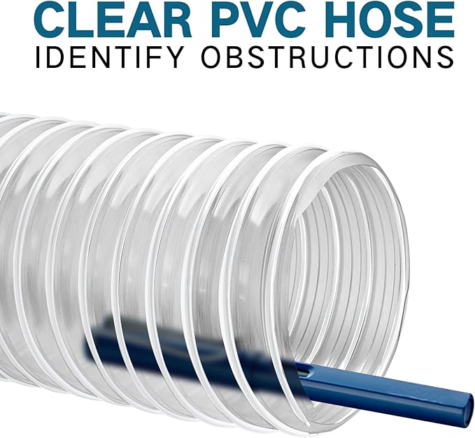 PVC Dust Collection Hose 6" x 5', Flexible Heavy PVC Fume Collection Hose with Carbon Steel Wire Coil for Dust Collection Systems, Woodworking, Workshops