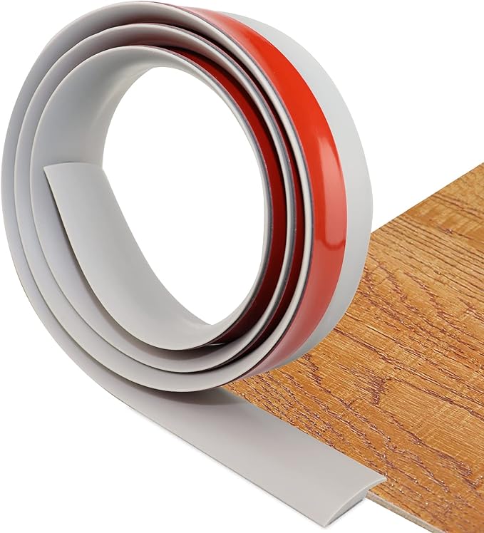 Floor Transition Strip Self Adhesive Carpet & Flooring Transitions Edging Trim Strip PVC Threshold Transitions Suitable for Threshold Height Less Than 3mm (3.3Ft, Gray)